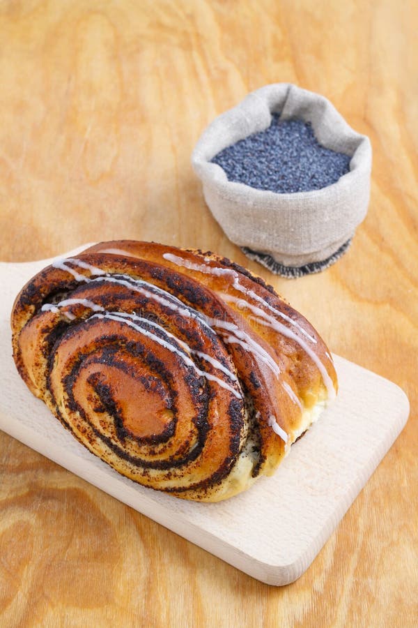 Poppy seed swedish bun stock photo. Image of filled, dough 45748424