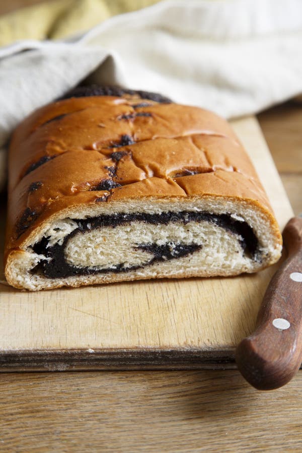 Poppy seeds sweet bread stock photo. Image of knife, seeds 30578662