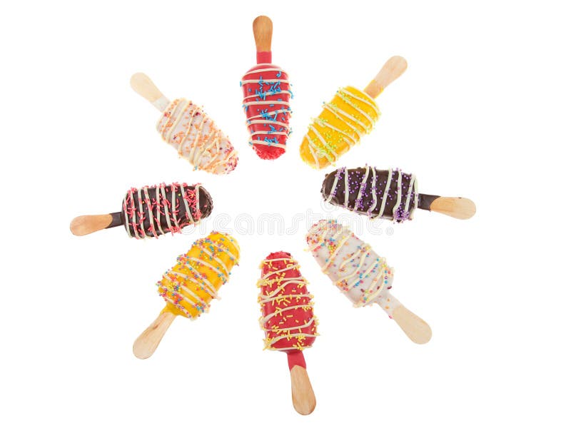 Popsicle Cake Pops In A Circle Isolated On White Stock Photo Image of