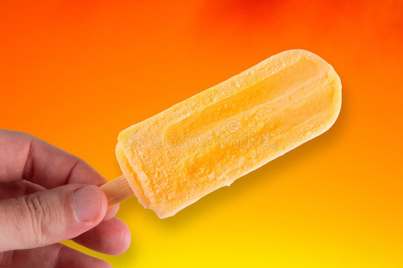 Popsicle Ice Cream Isolated on Orange and Yellow Gradient Background