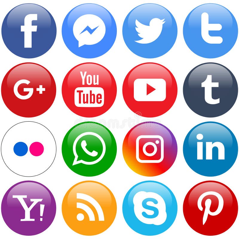 Populaire sociale media rond geplaatste pictogrammen vector illustratie Populaire sociale media rond geplaatste pictogrammen vector illustratie