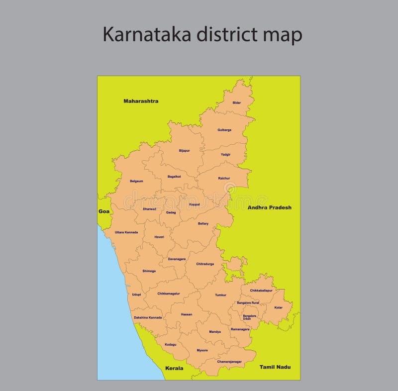 Popular District In Karnataka Karnataka Vector Map Stock Vector Illustration Of Background Geography 177879486