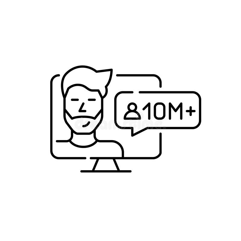 Popular media blogger with huge 10 million followers. Pixel perfect, editable stroke icon stock illustration Popular media blogger with huge 10 million followers. Pixel perfect, editable stroke icon stock illustration