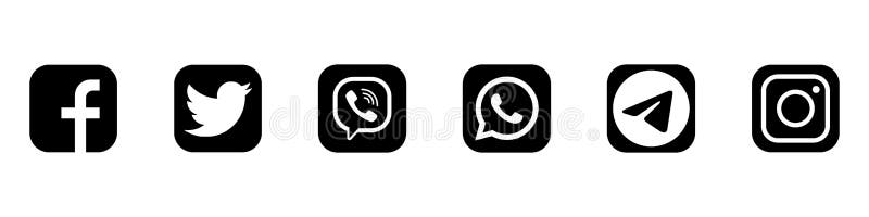 Popular Social Media Icons: Instagram, Facebook, Telegram, Viber ...