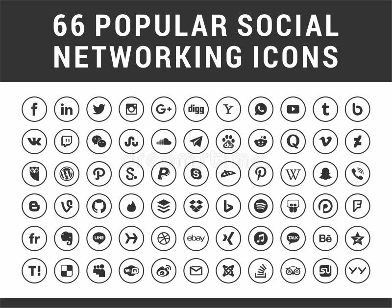 66 Popular Social Media Icons vector illustration 66 Popular Social Media Icons vector illustration