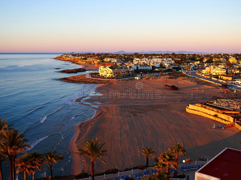 Popular summer travel destination La Zenia Beach Orihuela Costa