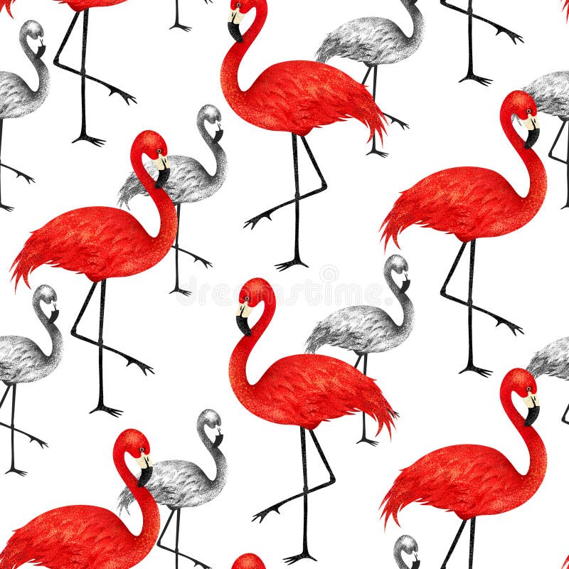 Populärer moderner Artdruck mit rotem und schwarzem Flamingo Modisches s stock abbildung Populärer moderner Artdruck mit rotem und schwarzem Flamingo Modisches s stock abbildung