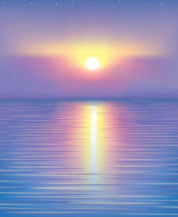 Por do sol bonito. ilustração do vetor