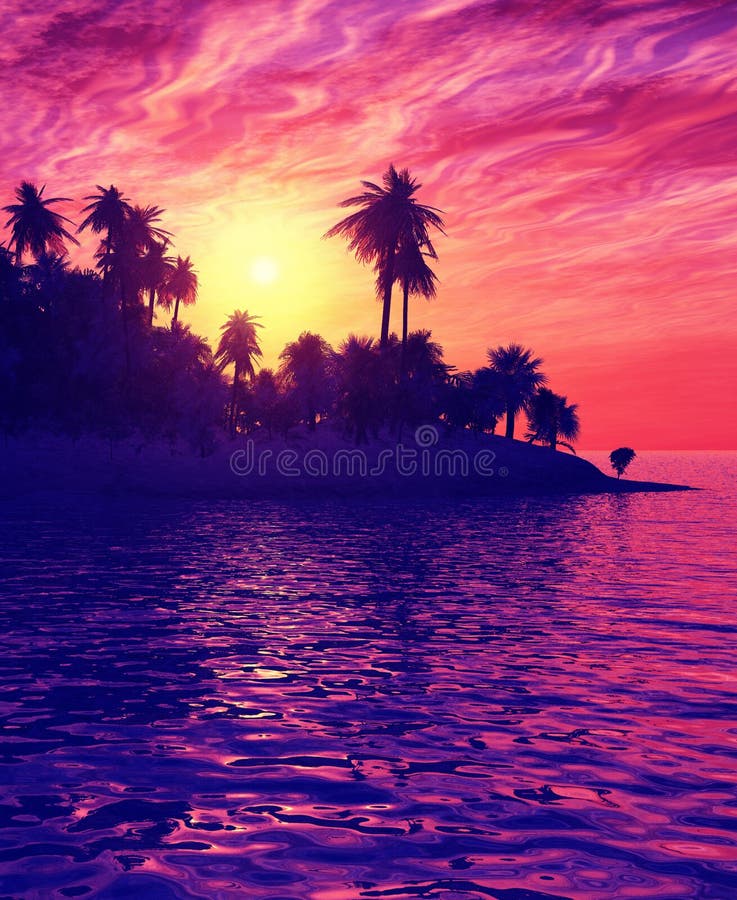 Por do sol bonito ilustração royalty free