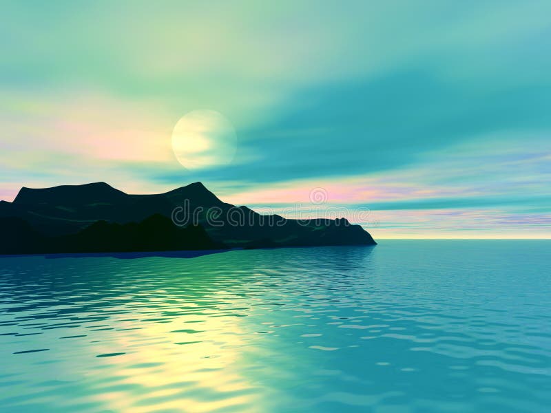 Por do sol bonito ilustração do vetor