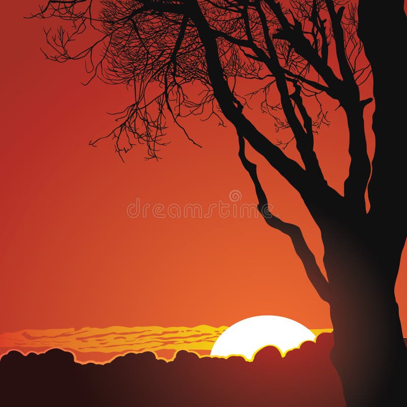 Por do sol bonito nas montanhas ilustração stock