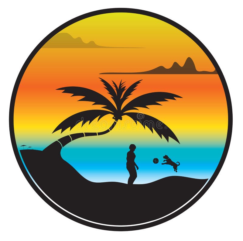 Por do sol da praia ilustração royalty free Por do sol da praia ilustração royalty free
