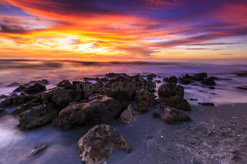 Por do sol da praia de Casperson imagens de stock Por do sol da praia de Casperson imagens de stock