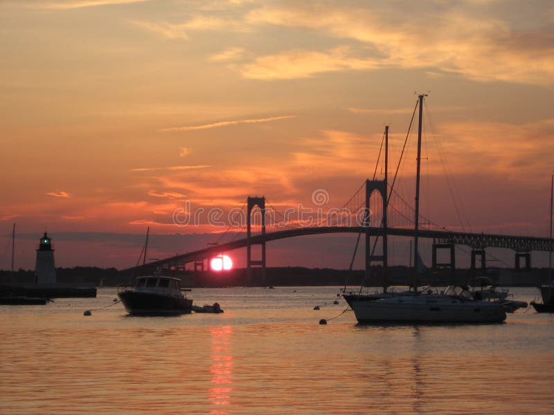 Por do sol de Newport foto de stock Por do sol de Newport foto de stock