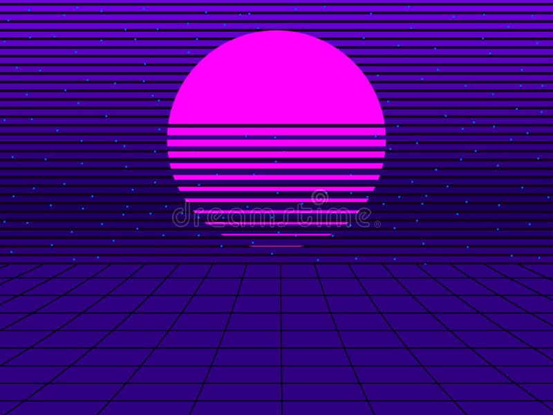 Por do sol de néon ao estilo de 80s Fundo futurista retro de Synthwave Retrowave Vetor ilustração do vetor Por do sol de néon ao estilo de 80s Fundo futurista retro de Synthwave Retrowave Vetor ilustração do vetor