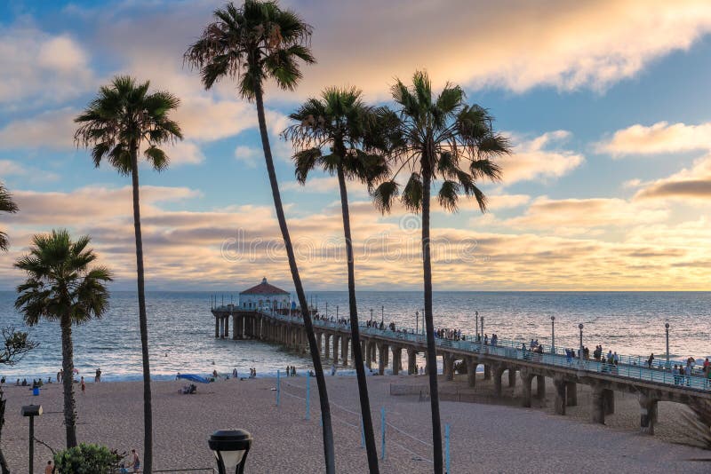 Sunset at Manhattan Beach and Pier in Southern California, Los Angeles. Sunset at Manhattan Beach and Pier in Southern California, Los Angeles.