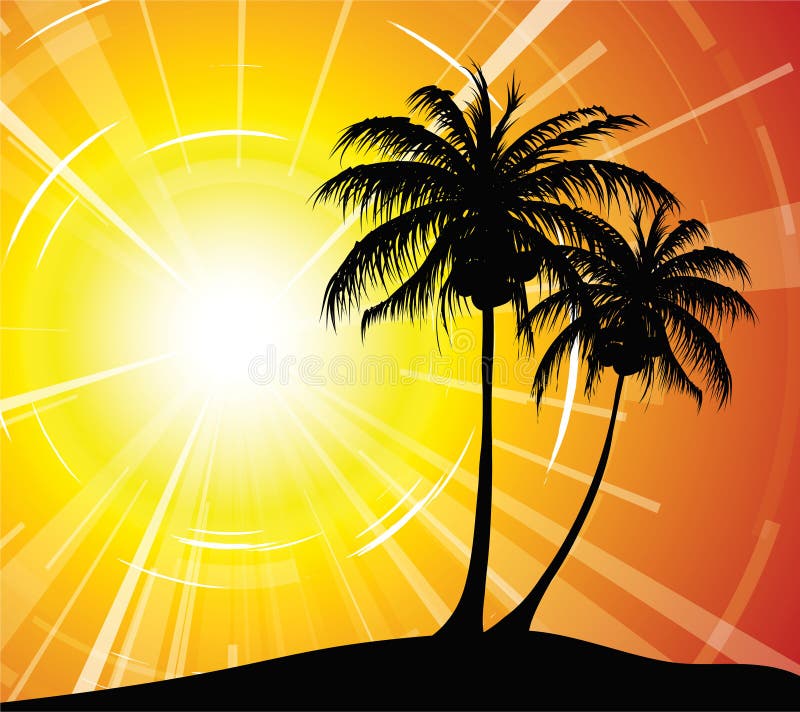 Por do sol na praia ilustração do vetor Por do sol na praia ilustração do vetor