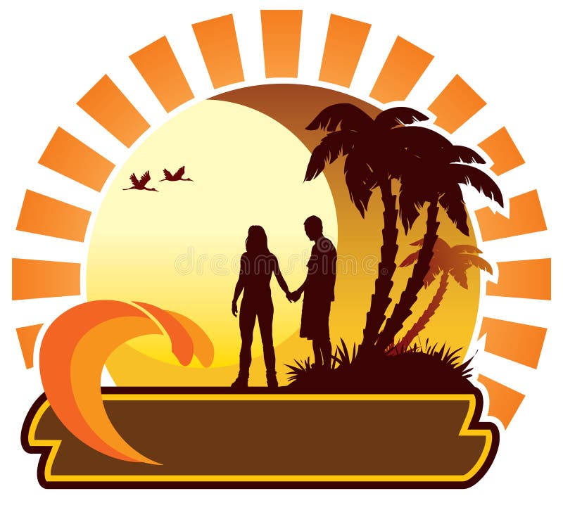 Pôr do sol romântico ilustração royalty free