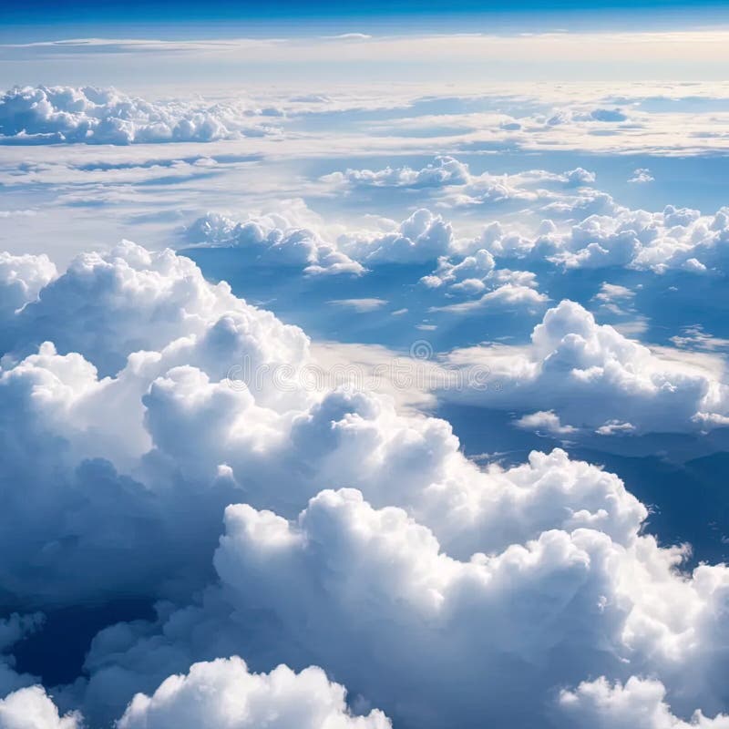 Por encima de la vista de ángulo alto de las nubes esponjosas blancas stock de ilustración