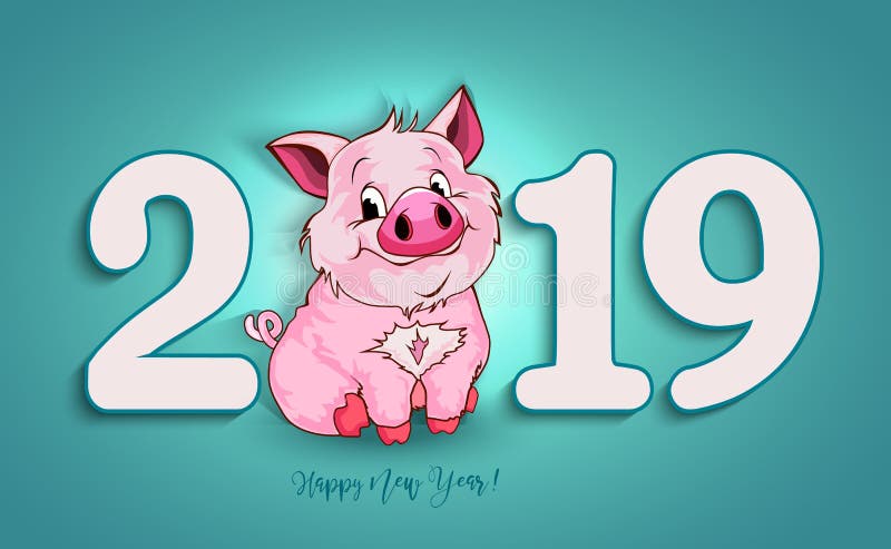 Porc drôle mignon An neuf heureux Symbole chinois des 2019 ans illustration stock Porc drôle mignon An neuf heureux Symbole chinois des 2019 ans illustration stock