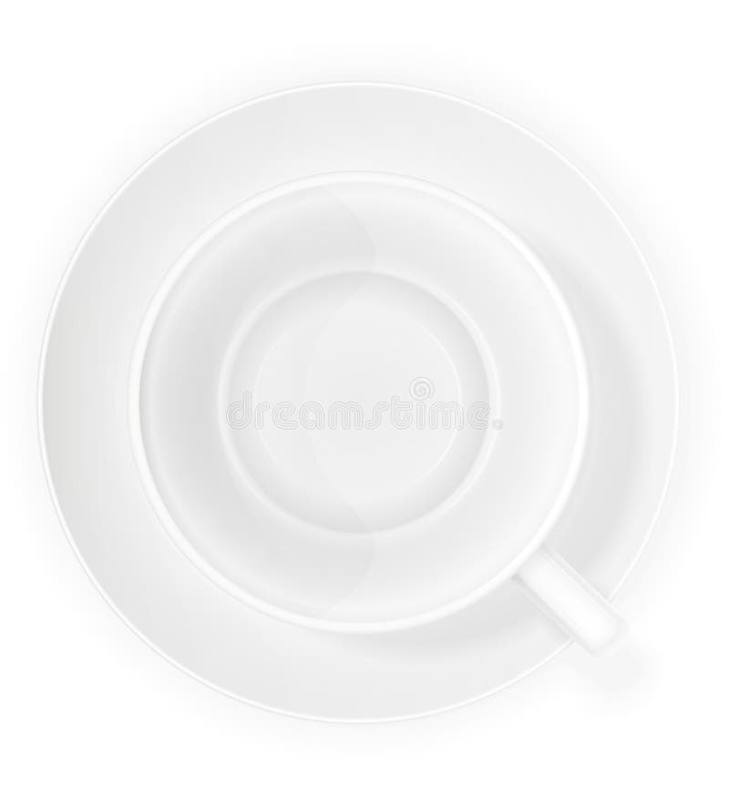 Porcelain cup and saucer top view vector illustration