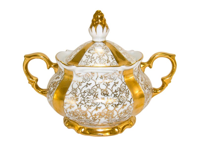 Porcelain sugar bowl from an old antique tea-set