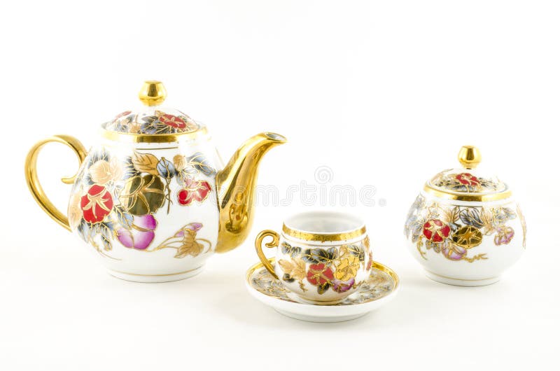 Porcelain Tea and Coffee Set with Flower Motif Stock Photo Image of pattern, beverage 50914328