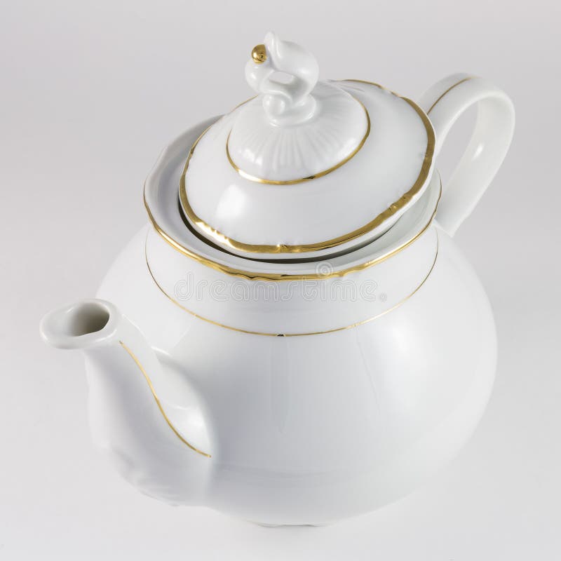 Porcelain Teapot with Gold Border Stock Image Image of porcelain