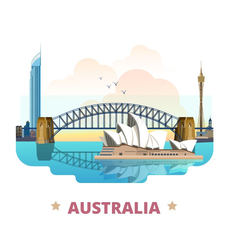 Porcile piano del fumetto del modello di progettazione del paese dell'Australia illustrazione di stock Porcile piano del fumetto del modello di progettazione del paese dell'Australia illustrazione di stock