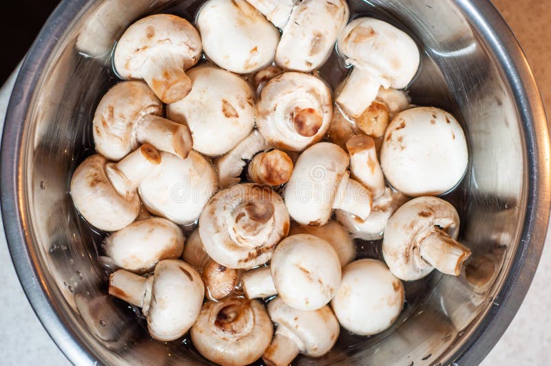 Porcini Mushrooms Cut into Slices are Fried in Seasoning with Pepper in
