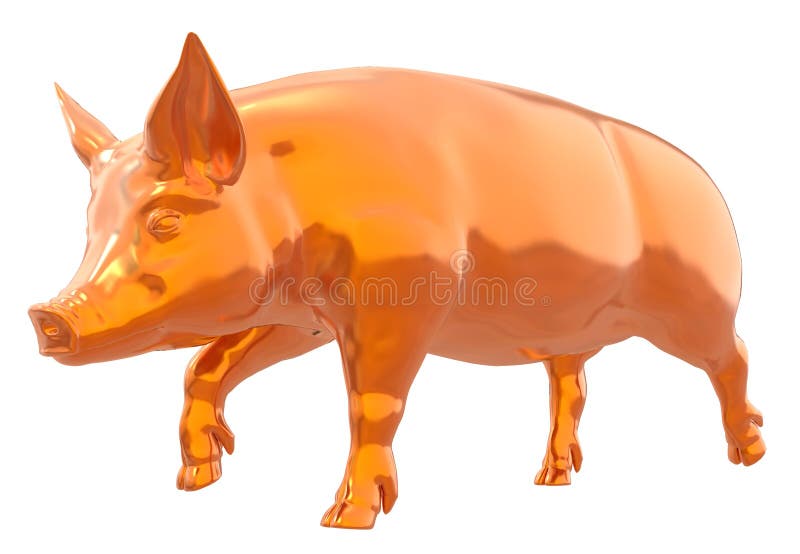 Porco dourado amarelo isolado na ilustração branca do fundo 3d ilustração stock Porco dourado amarelo isolado na ilustração branca do fundo 3d ilustração stock