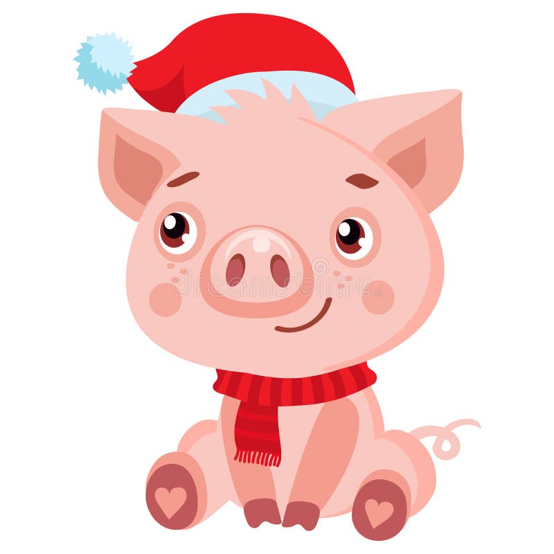 Porco feliz do bebê dos desenhos animados bonitos em Santa Hat Vetor do Natal e do ano novo ilustração do vetor Porco feliz do bebê dos desenhos animados bonitos em Santa Hat Vetor do Natal e do ano novo ilustração do vetor