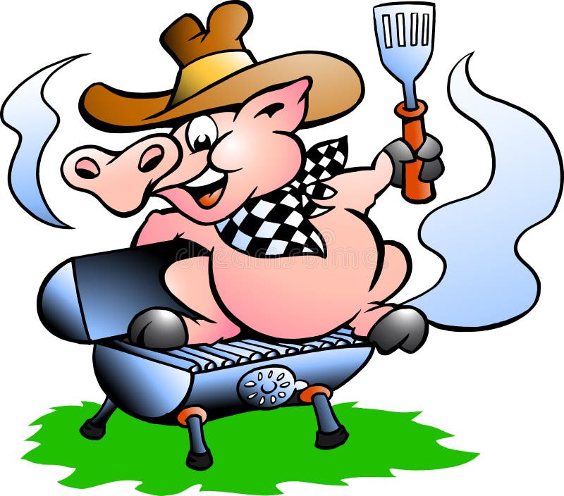 Handdrawn vector illustration af an BBQ Pig. Handdrawn vector illustration af an BBQ Pig