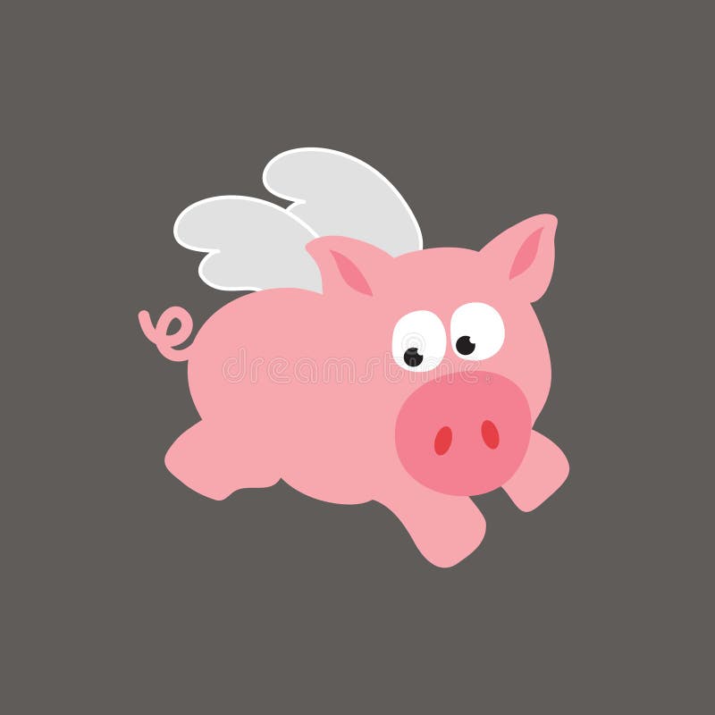 An illustration of a flying pig. An illustration of a flying pig