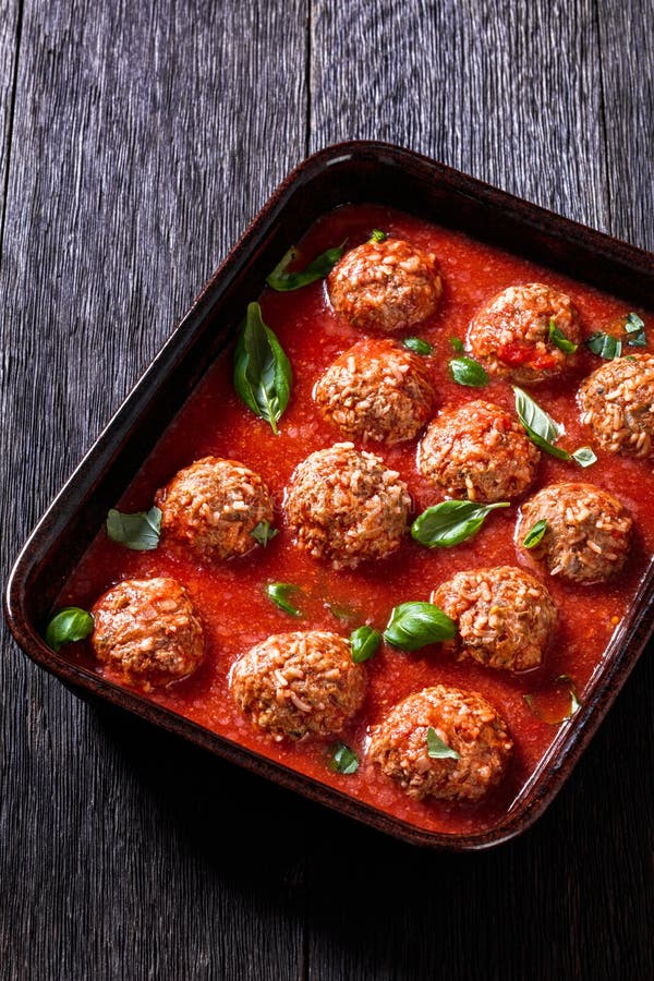 Porcupine Balls, Ground Beef and Rice Meatballs Stock Photo - Image of ...