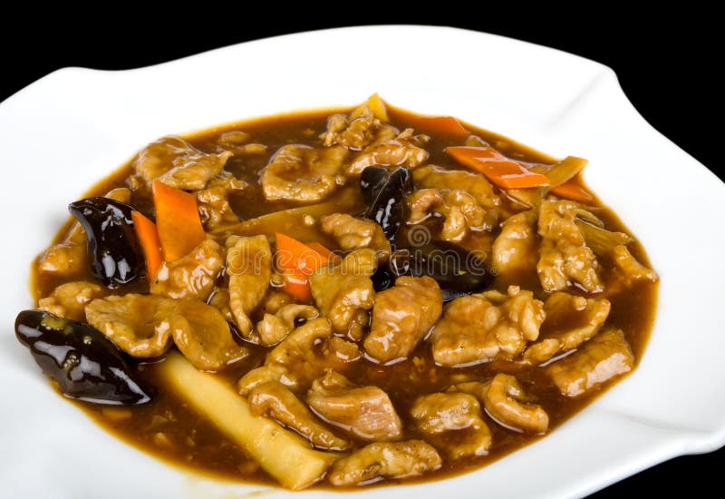 Pork with Chinese Mushrooms Sauce Stock Image Image of sauce, meat