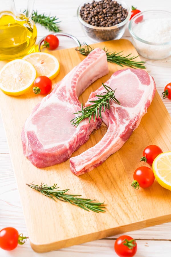 Pork chop raw stock image. Image of chops, steak, nutrition 123094775