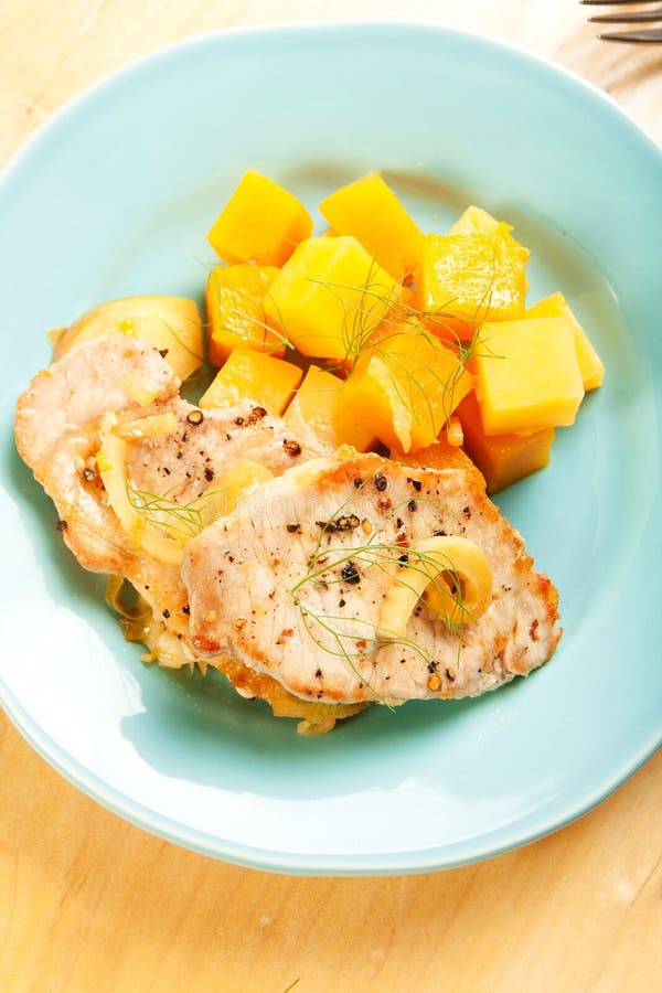 Pork chops with fall vegetables