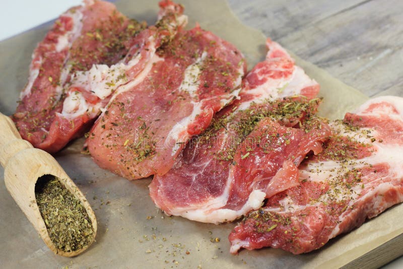 Pork Chops with Provencal Herbs Stock Photo Image of bacon, focus