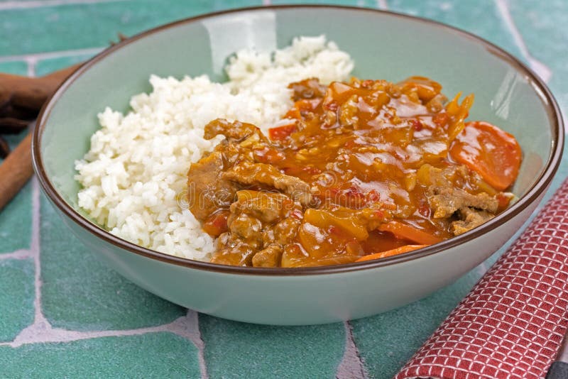 Five Spice Pork and Basmati Rice Stock Photo Image of spices, asia