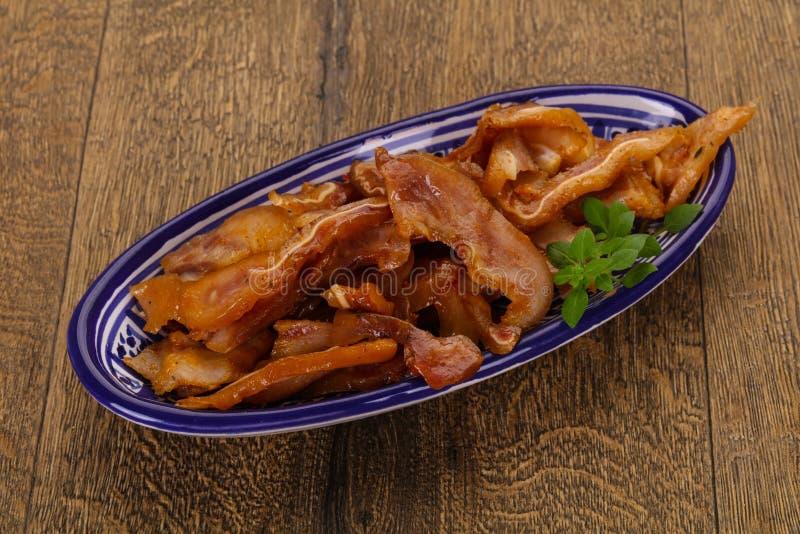 Pork ear snack stock image. Image of green, frying, snacks 163283979