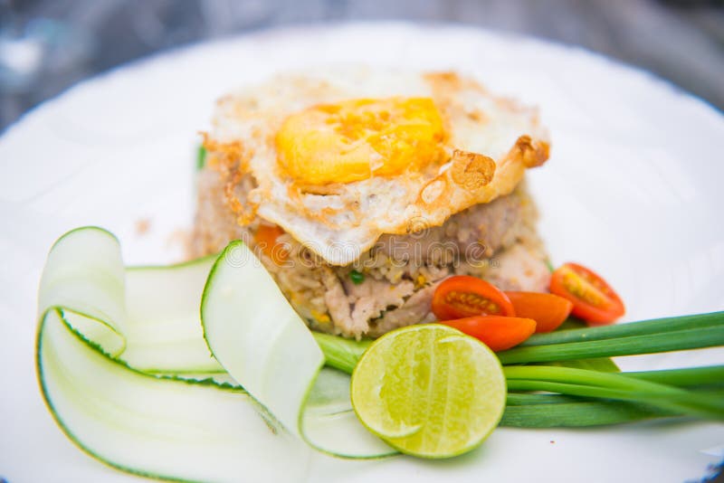 Pork Fried Rice with Fried Egg Stock Image Image of pork, rice 109708753
