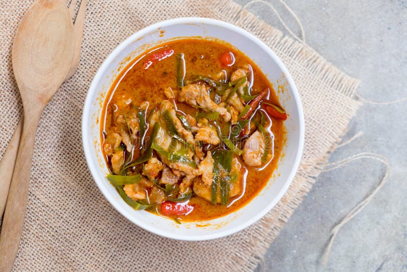 Pork in Ground Peanut-coconut Cream Curry Stock Photo - Image of thai ...