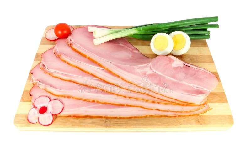 Pork ham stock image. Image of sliced, yellow, board 18581801