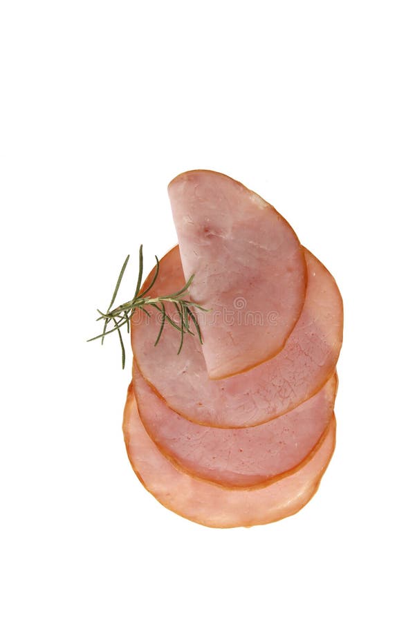 Pork Ham Slices Isolated on White Background Stock Photo Image of
