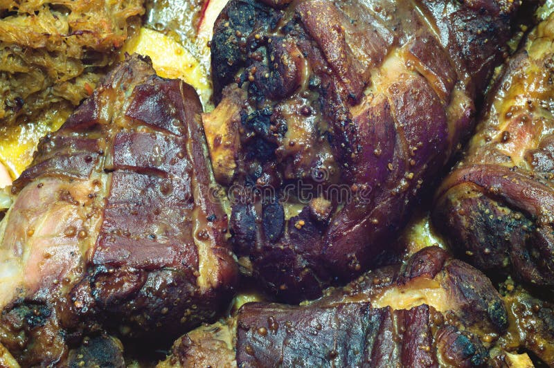 Pork Leg Backed with Cabbage and Apples Stock Image Image of czech