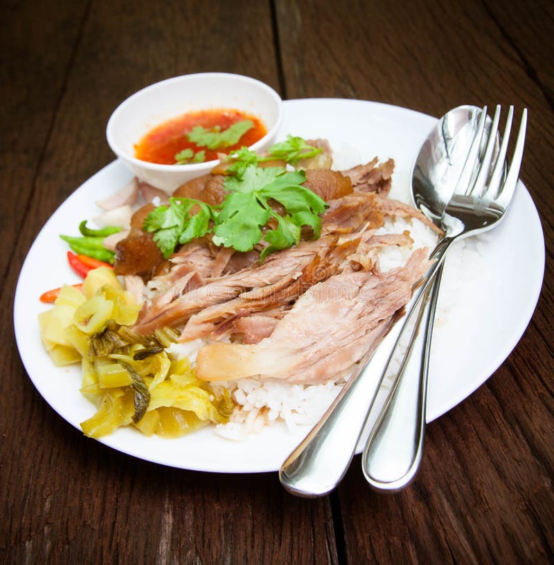 Pork leg with rice stock photo. Image of gourmet, cooked 34983466