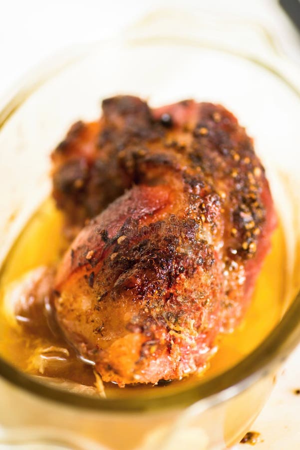 Pork meat in glass pan. stock photo. Image of lean, bright 117614858