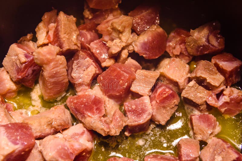 Pork Meat Preparing in a Slow Cooker Stock Image Image of cooker