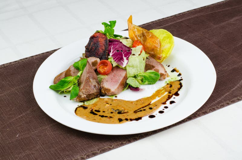 Pork Meat Slices with Mustard Sauce Stock Photo Image of fillet, sauce 89821124